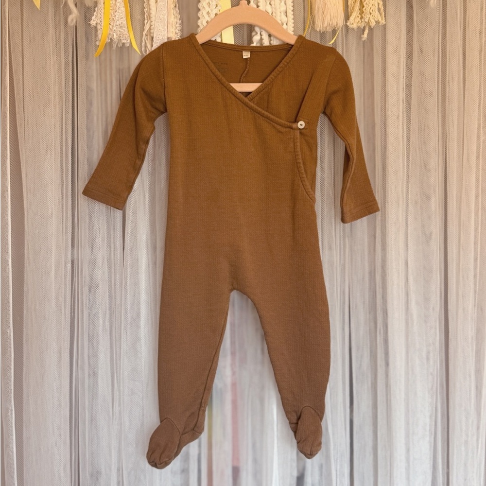 Quincy Mae Brown Ribbed Footie One-Piece